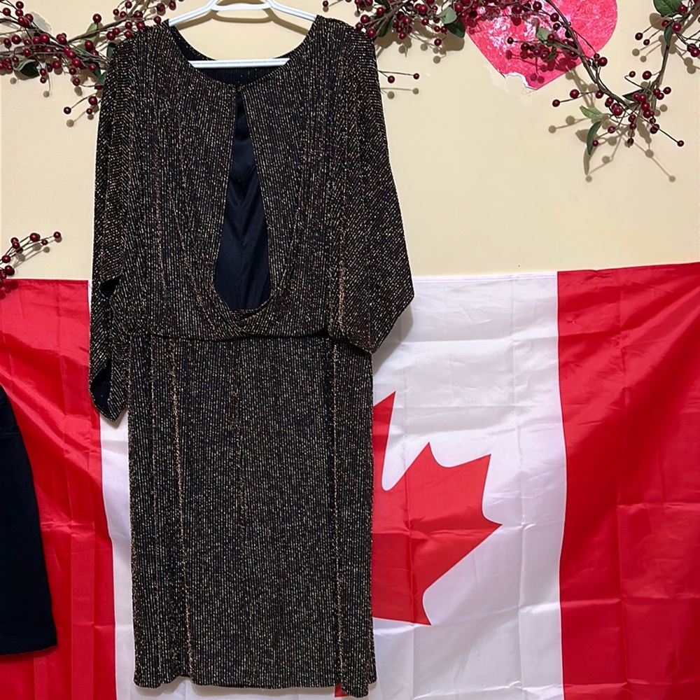 Metallic Glitter Knit Blouson Beautiful Dress